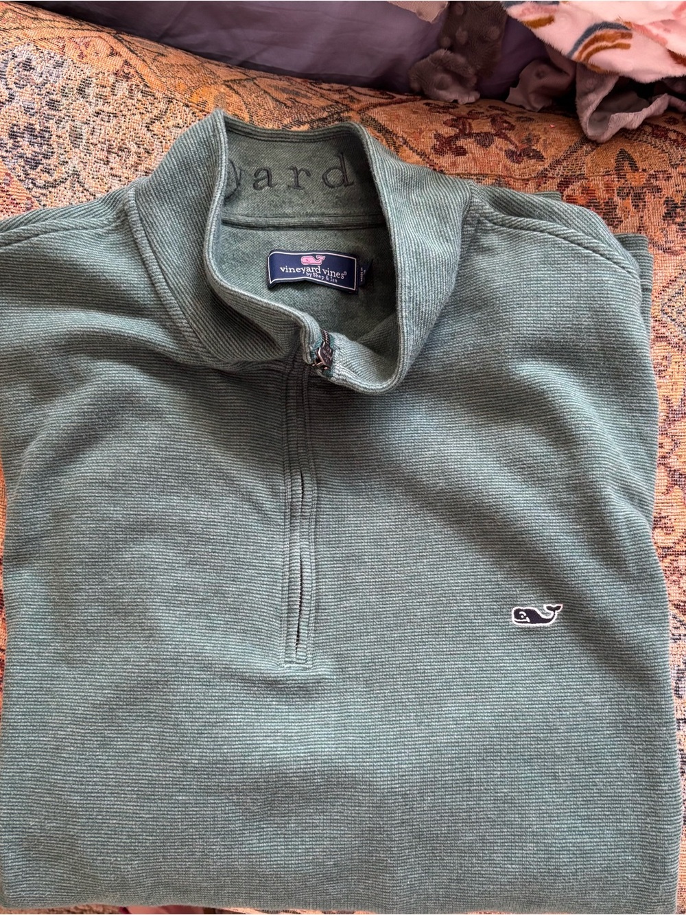 Vineyard Vines Men's Green Quarter-Zip Pullover